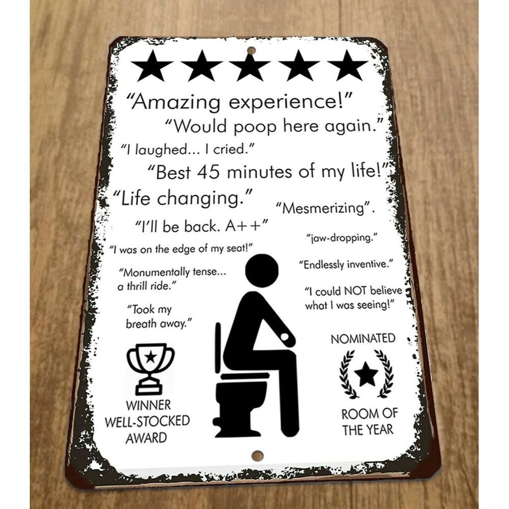 Toilet Seat Reviews Funny Poop‎ 8x12 Metal Wall Sign